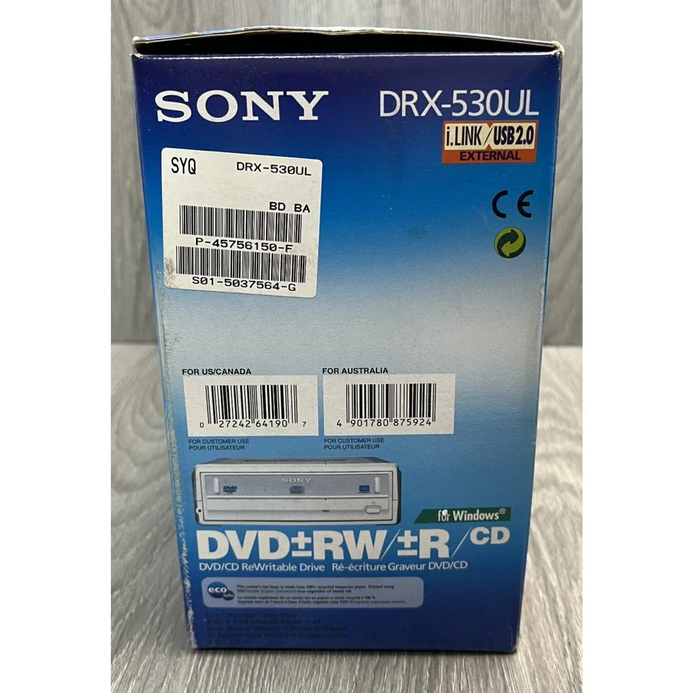Sony‎ DRX-530UL DVD RW R DVD CD Rewritable Drive Vintage Computer Equipment